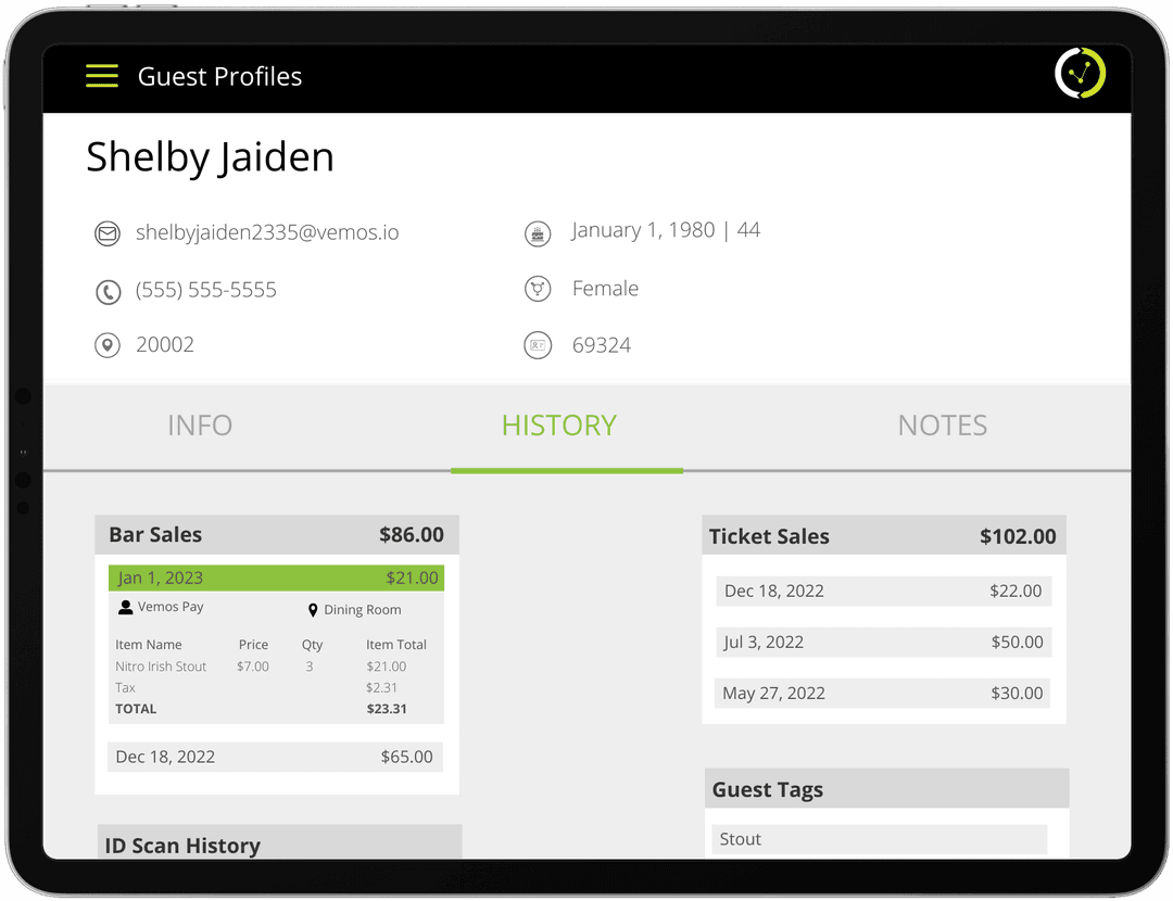 Vemos Guest Profiles dashboard